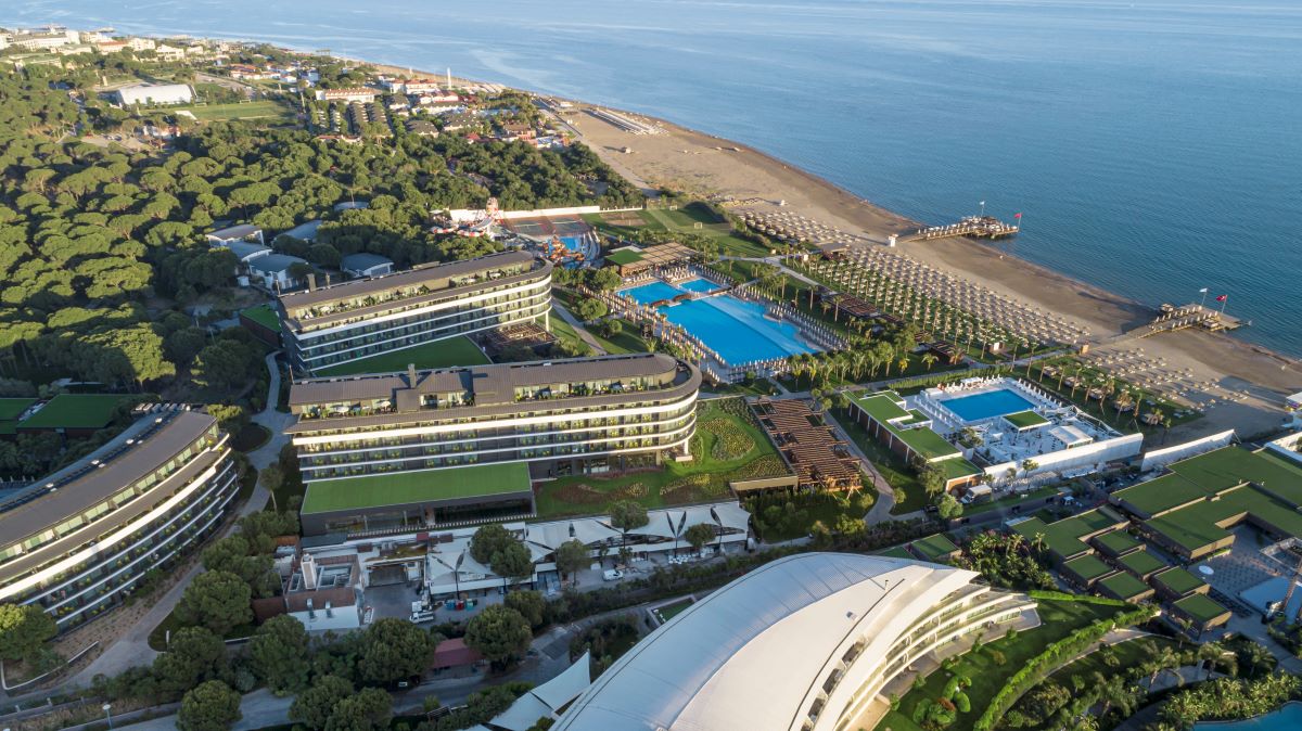 Voyage Belek Golf And Spa facing out to the beach and the sea