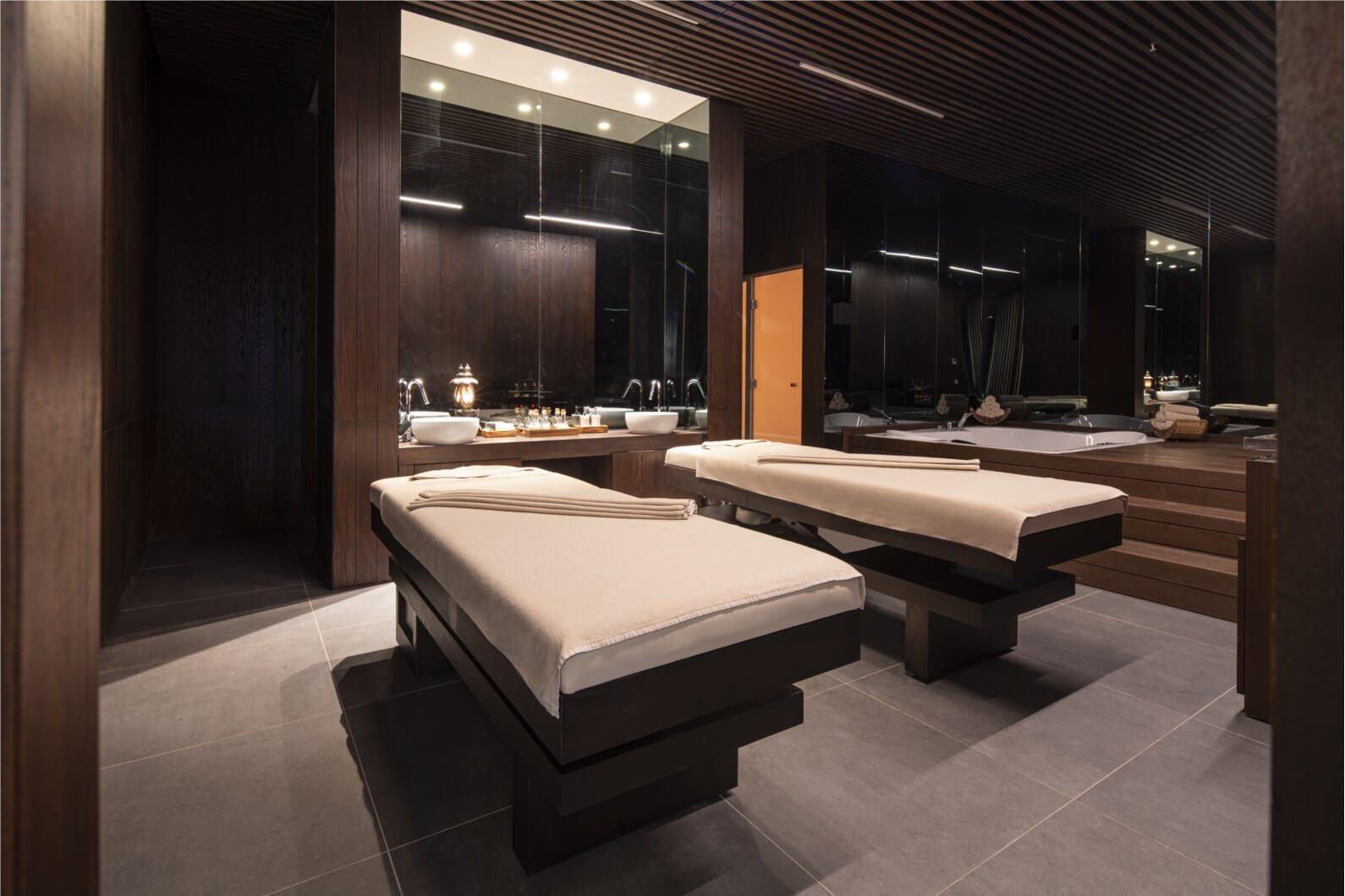 Two treatment tables in the Spa at Voyage Belek Golf And Spa Hotel