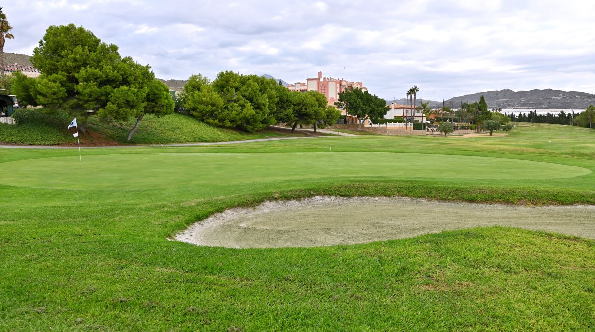 Bunker in foreground at Bonalba golf course at Hotel Bonalba Alicante