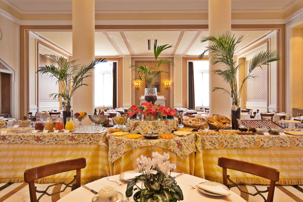 Restaurant at Palacio Estoril with breakfast set out