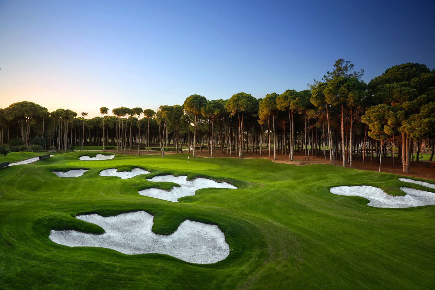 White sand bunkers at Carya Golf Club in Turkey