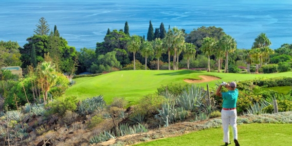 Golf on tee at Tecina Golf, La Gomera Island