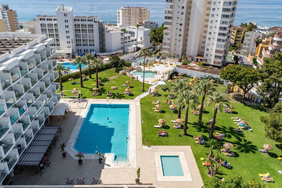 View from the roof of the outdoor swimming pools at THB San Fermin Benalmadena