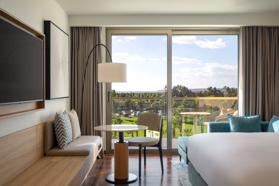 Bedroom views out to the golf course at Algarve Marriott Residences Salgados Resort & Conference Centre