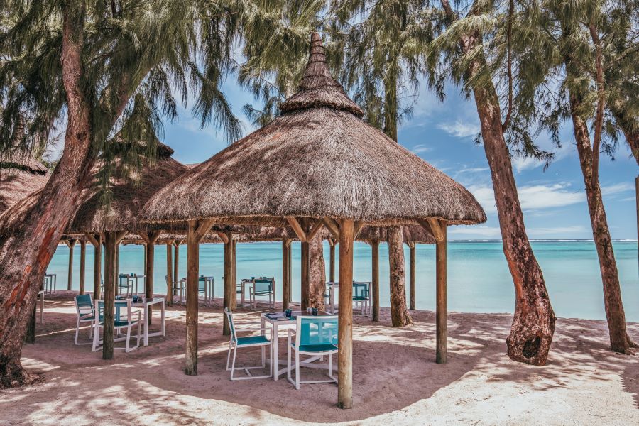 Thatched hut on the beach at Ambre Mauritius