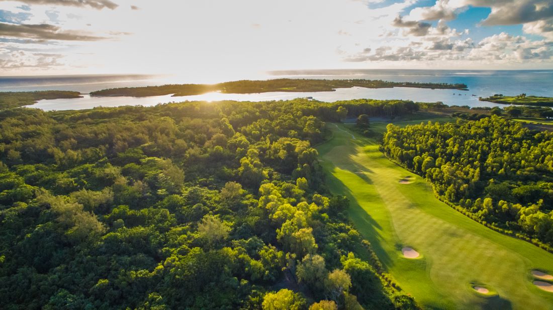 Sun rise over Anahita Golf Club in Mauritius