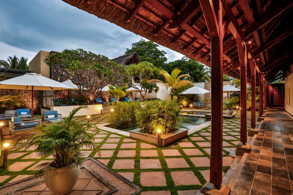 Outdoor area in the spa at Constance Belle Mare Plage Hotel Mauritius