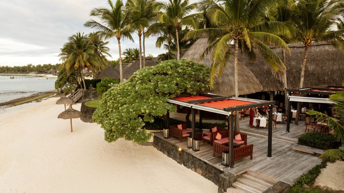 Restaurant by the beach at Constance Belle Mare Plage Hotel Mauritius