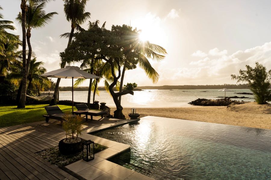 Swimming pool looking out to the sea at Constance Prince Maurice