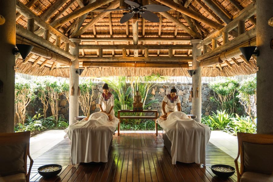 Spa treatment tables side by side at Constance Prince Maurice