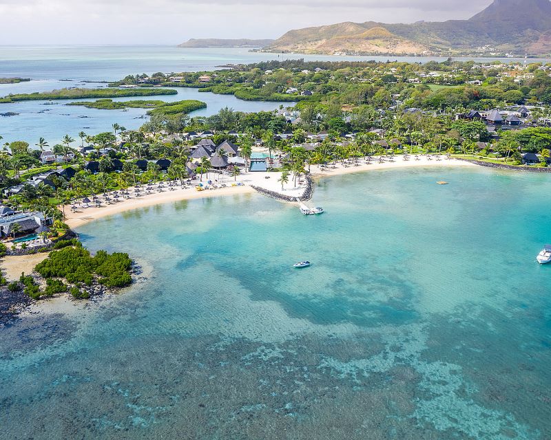 Beach view from the air at Four Seasons Resort Mauritius at Anahita