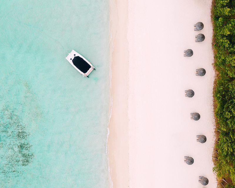 Beach from the air at Four Seasons Resort Mauritius at Anahita