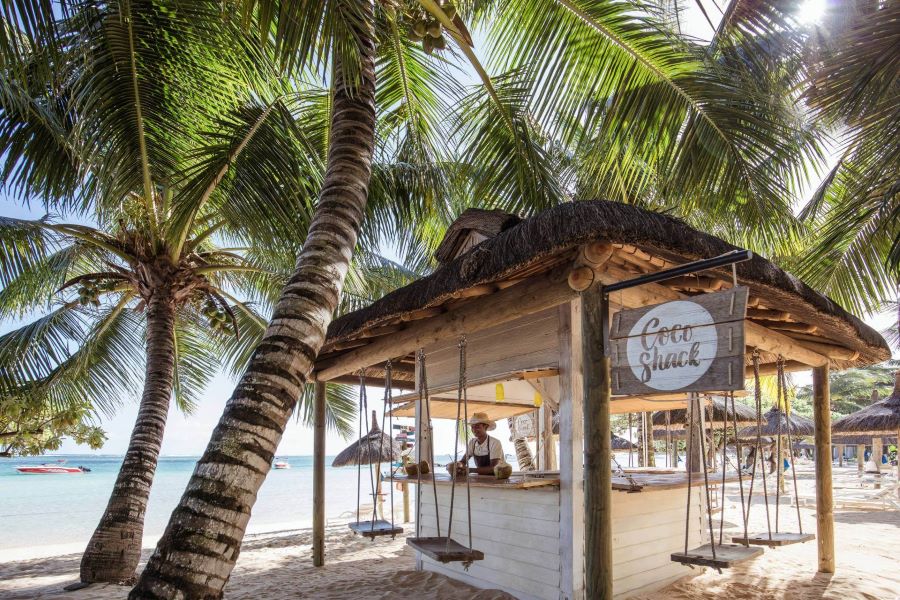 Outdoor bar with swings at Heritage Awali Golf & Spa Resort