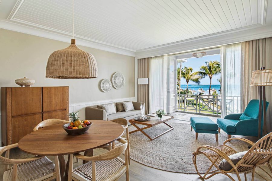 Living area in room at Heritage Le Telfair Golf & Wellness Resort in Mauritius