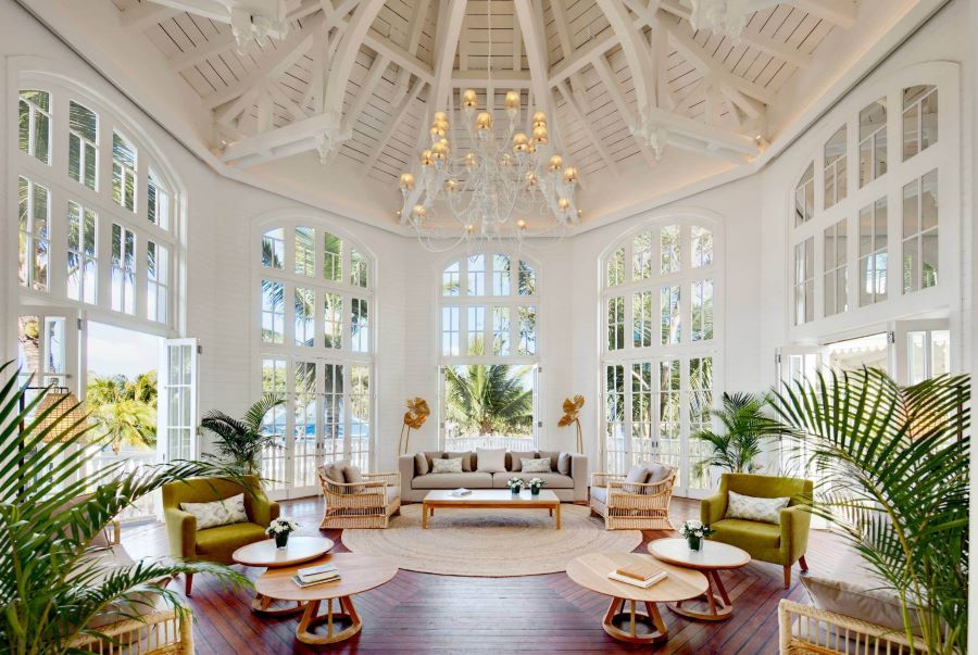 Seating area in lobby at Heritage Le Telfair Golf & Wellness Resort in Mauritius