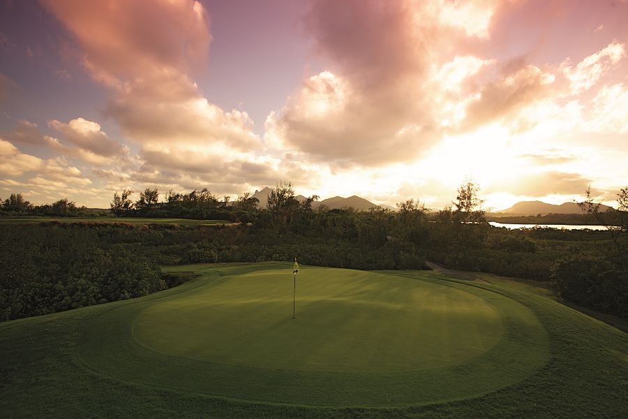 Sun setting over Ile aux Cerfs Golf Club