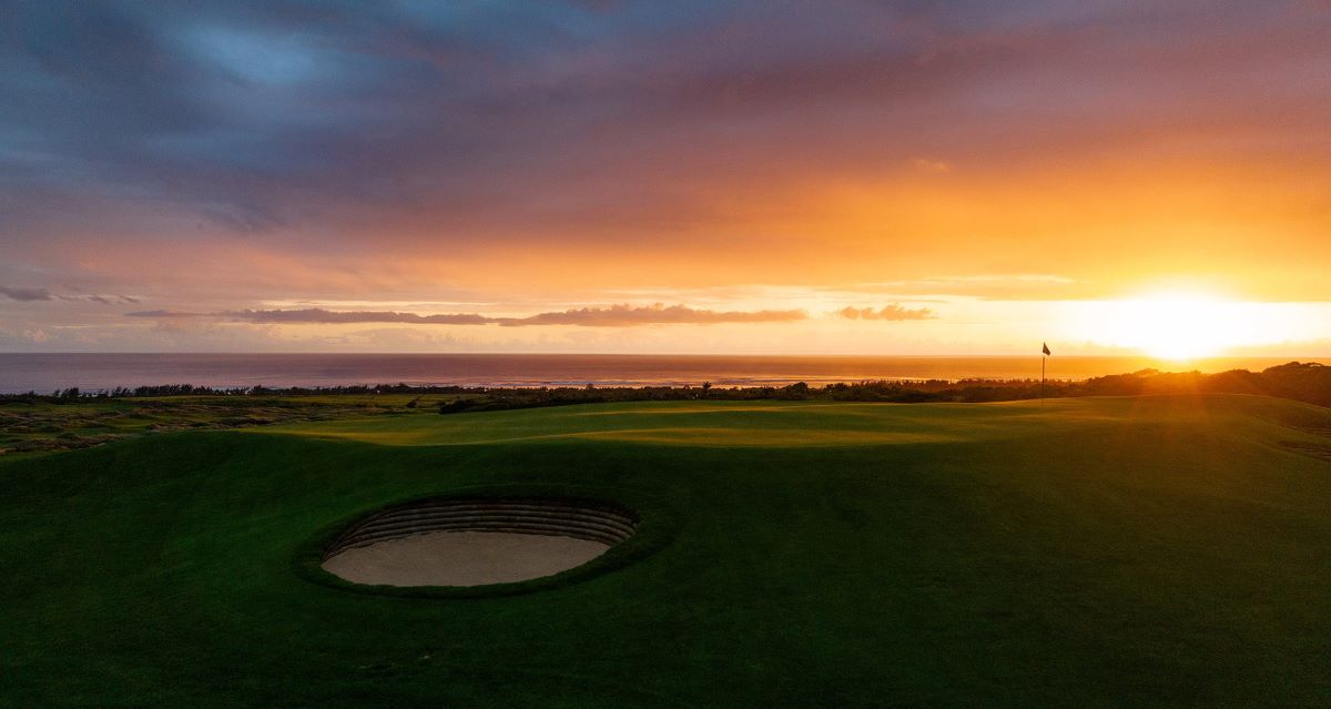 Sunsetting over La Reserve Golf Links in Mauritius