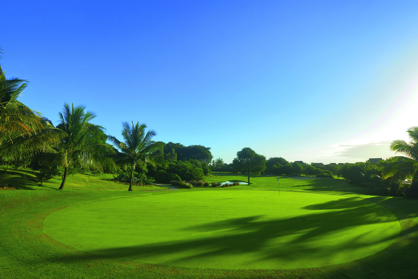 Lush putting green at Paradis Golf Club