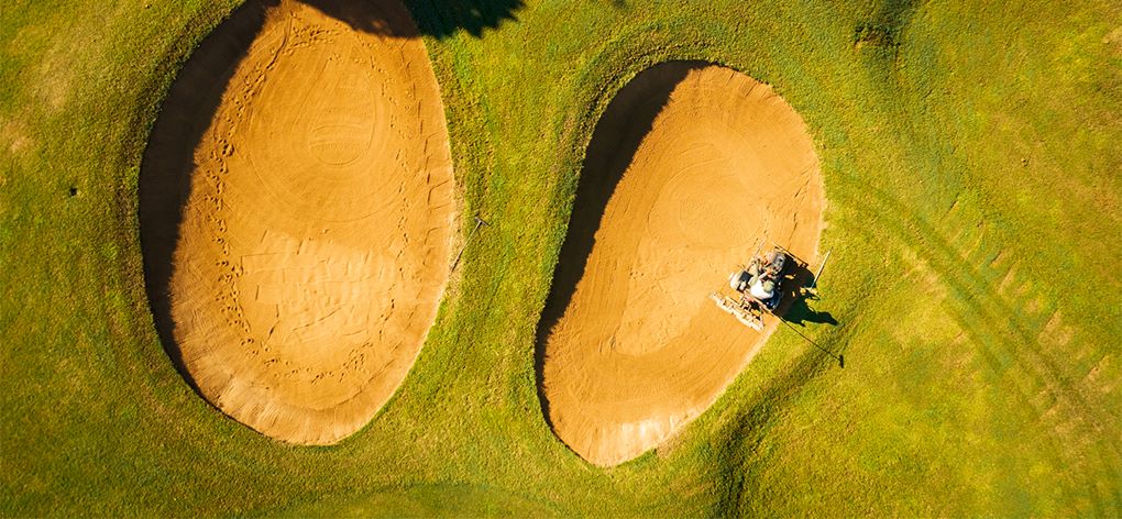 Two sand filled bunkers at Tamarina Golf Club