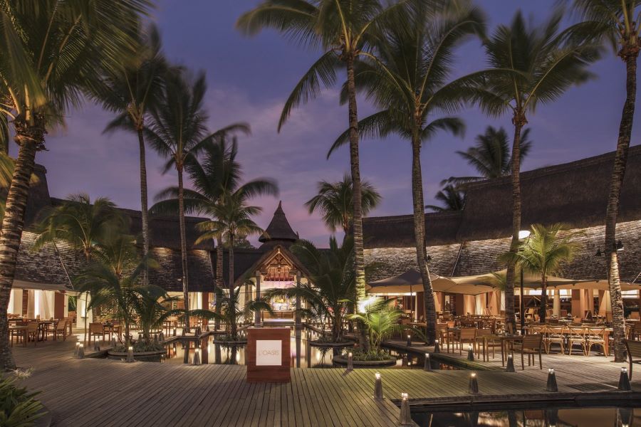 Palm trees in the resort at Trou aux Biches Beachcomber Golf Resort & Spa