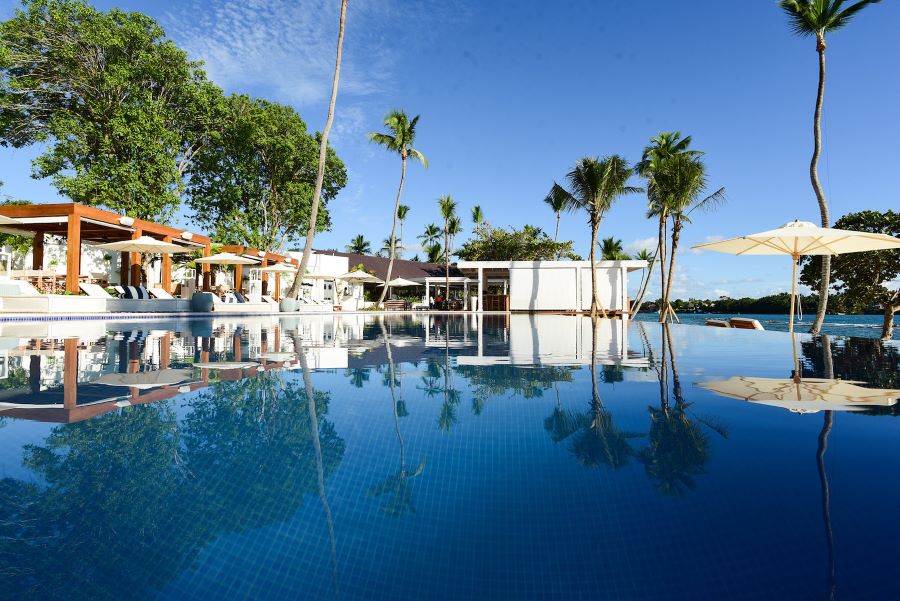 Swimming pool with cabanas at Casa de Campo Resort & Villas