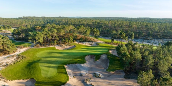 Drone shot of Dunas Comporta Golf Course near Lisbon