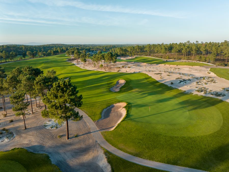 Trees to the left of the putting green at Dunas Comporta near Lisbon