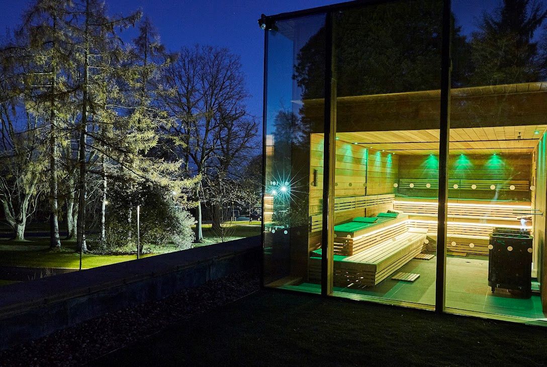 Sauna in rooftop garden at Rudding Park