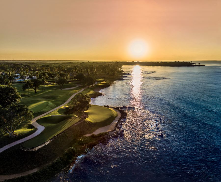 Sunsetting over the golf course at Teeth of the Dog