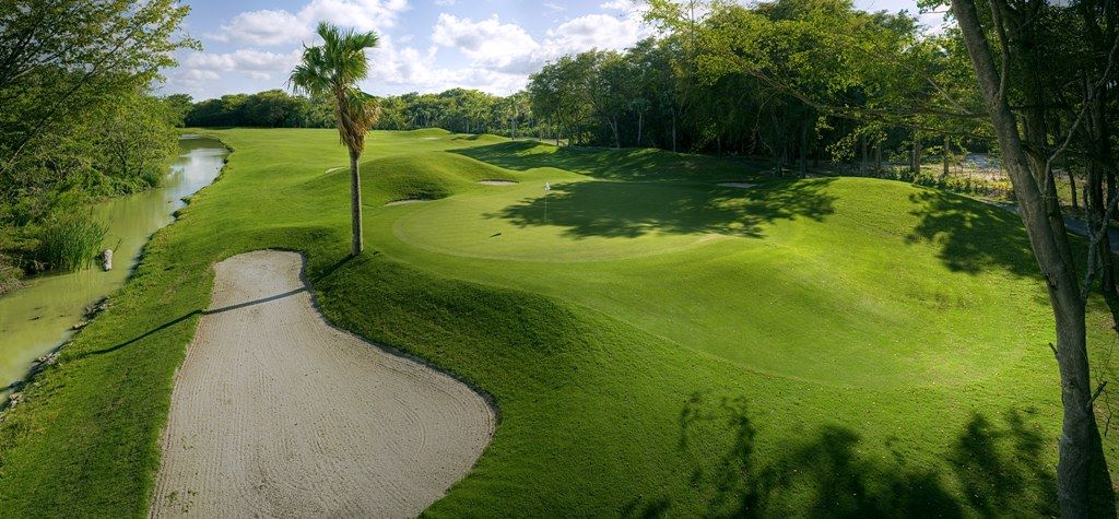 Lush green fairway at The Lakes Barcelo Course in the Dominican Republic