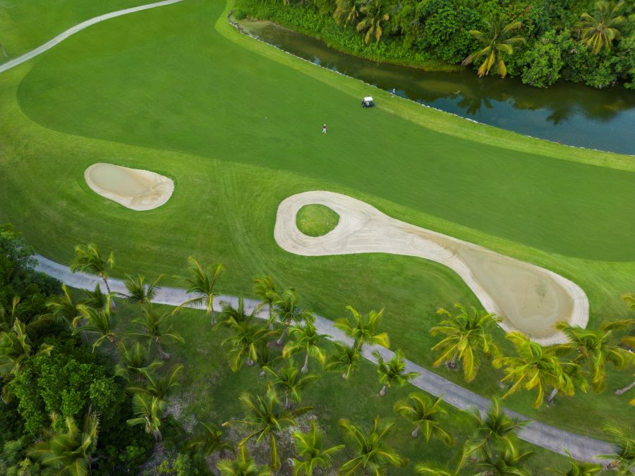 Bunkers lining one side of the fairway at Iberostar Bavaro Golf Club