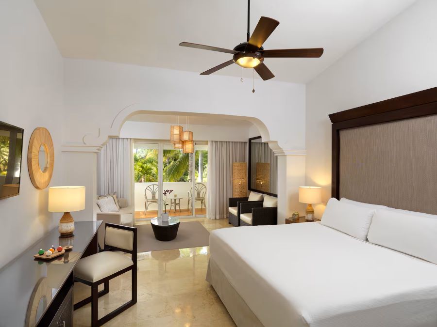 Double bed in bedroom at Melia Caribe Beach Resort