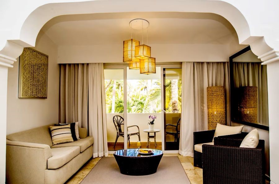 Patio doors leading from bedroom at Melia Caribe Beach Resort