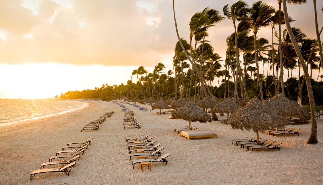 Beach at sunset time at Melia Caribe Beach Resort