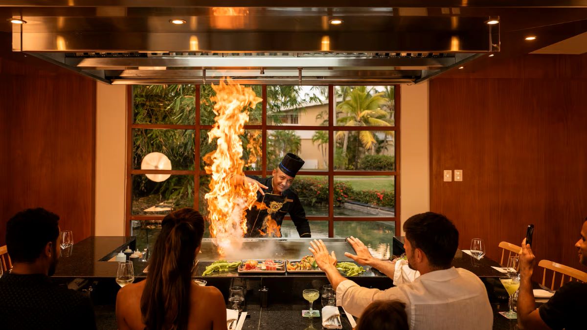 Chef in Asian themed kitchen at Melia Caribe Beach Resort