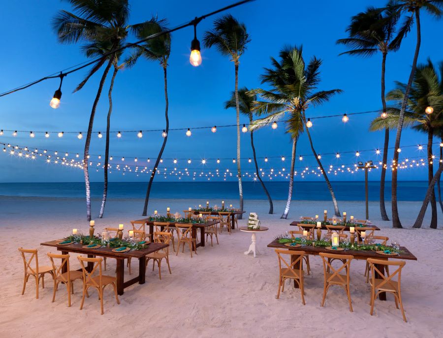 Al fresco dining on the beach at Melia Caribe Beach Resort