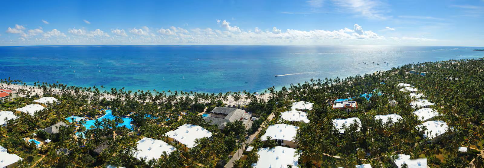 Blue sky and white cloud over the beach at Melia Caribe Beach Resort in Dominican Republic