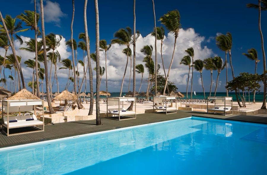 Cabanas around the pool at Melia Caribe Beach Resort