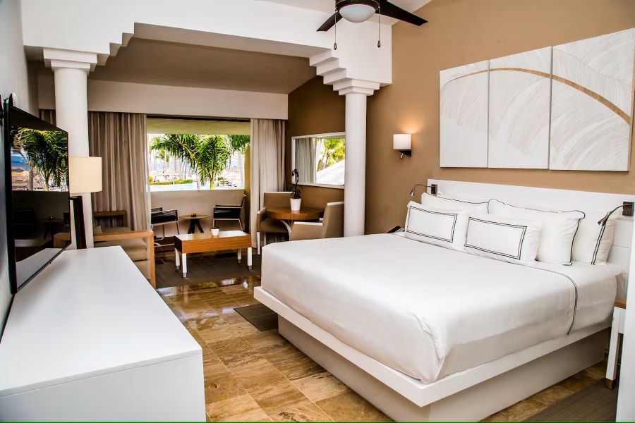 Double bed in guest room at Melia Punta Cana Beach Resort