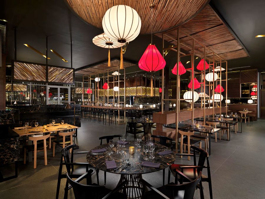 Restaurant with red lanterns at Melia Punta Cana Beach Resort