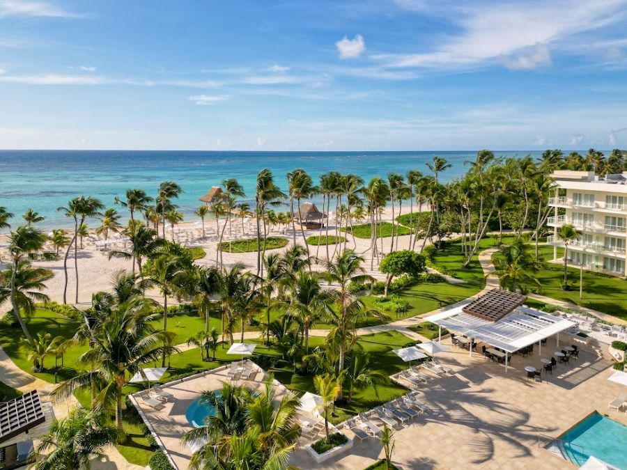 Resort overview at The Westin Puntacana Resort & Club with the sea in the distance