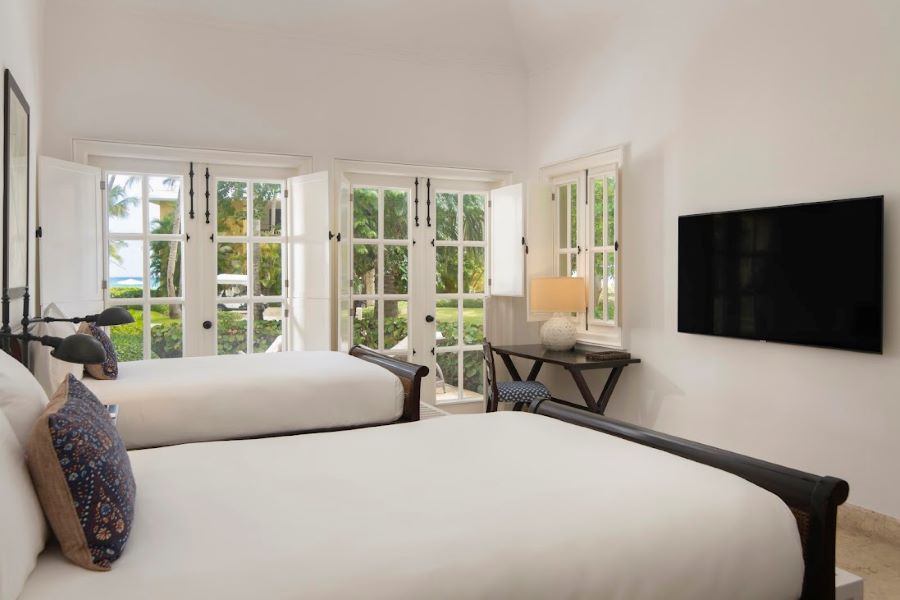 Twin beds in guest room at Tortuga Bay Hotel at Puntacana Resort & Club in Dominican Republic